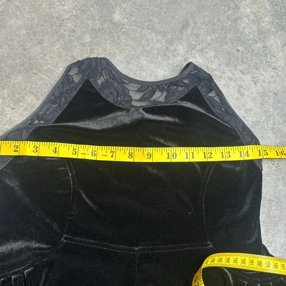 Free People goth Night Shade Black Velvet Lace Halter Fit & Flare Mini Dress S - Picture 7 of 7